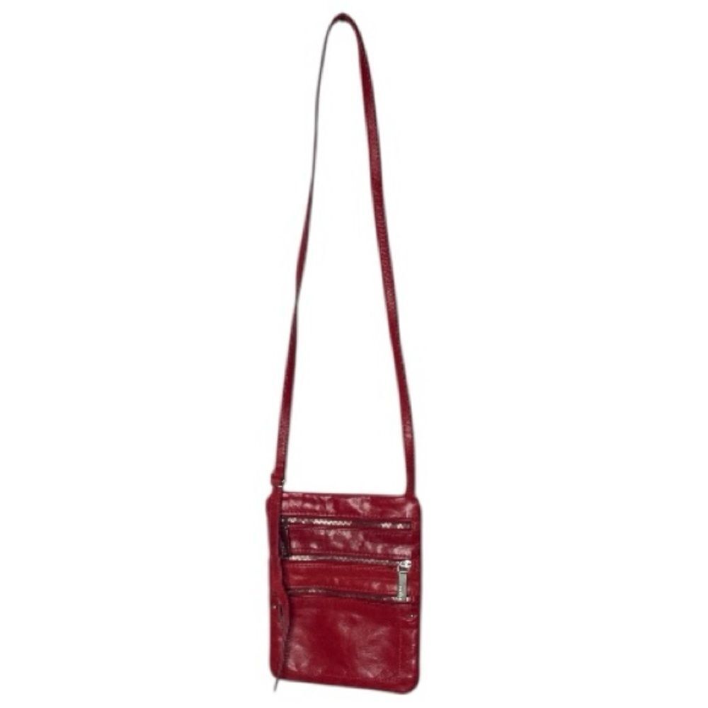 Hobo Original Three Zip Crossbody Red‎ Shoulder Messenger Bag.